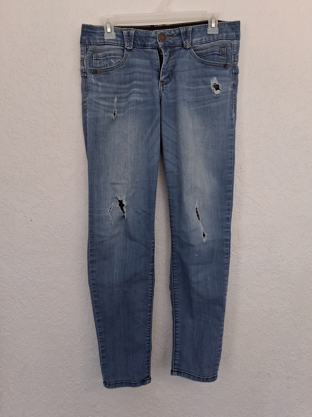 Democracy Ab Solution Womens 4 Distressed Light Wash Skinny Ankle Jeans Stretch